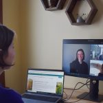 Several staff participate in a virtual event.