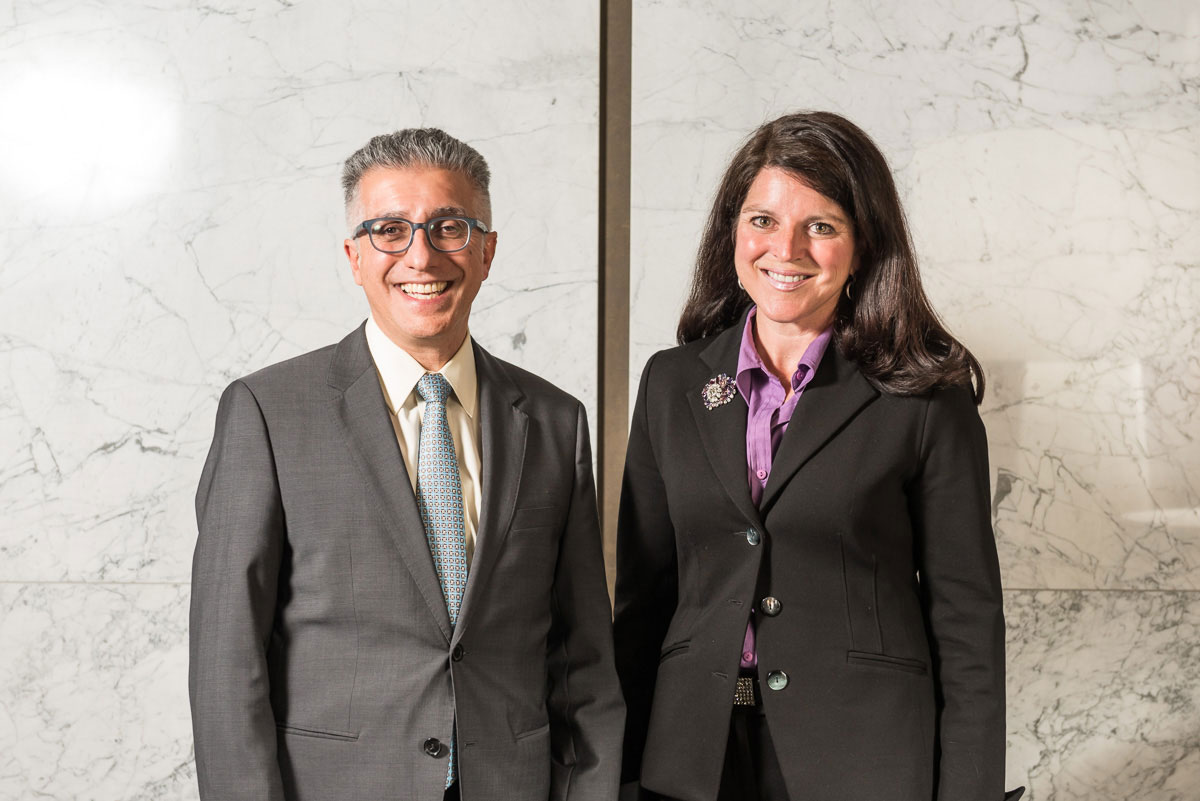 Rosanne Hill Blaisdell with President Michael Benarroch at a UM alumni event in 2016.