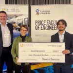 Tom Malkiewicz, Carolyn Geddert presenting Saleem Baraty with a one thousand dollar cheque.