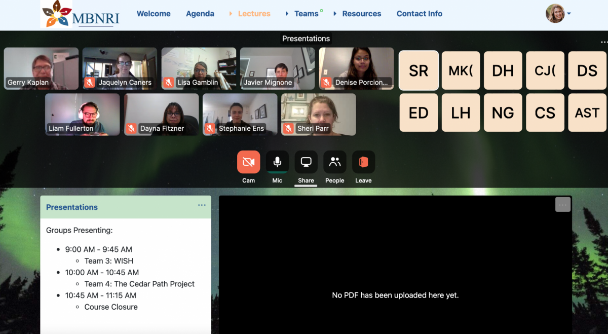A Zoom conference of students learning at MBNRI