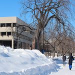 People walk outside UMSU University Centre in winter 2022. // Photo by Jack Rach