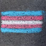 transgender flag drawn with chalk