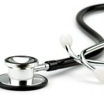 Stethoscope on white background.
