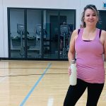 kim standing in the Joe Doupe Rec Centre gymnasium