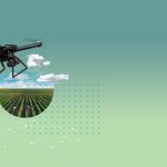 A photo collage of the words 'Transforming Agriculture' atop a drone and a circular image of a field.