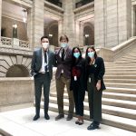 Students from the Max Rady College of Medicine gathered in the Legislative Building