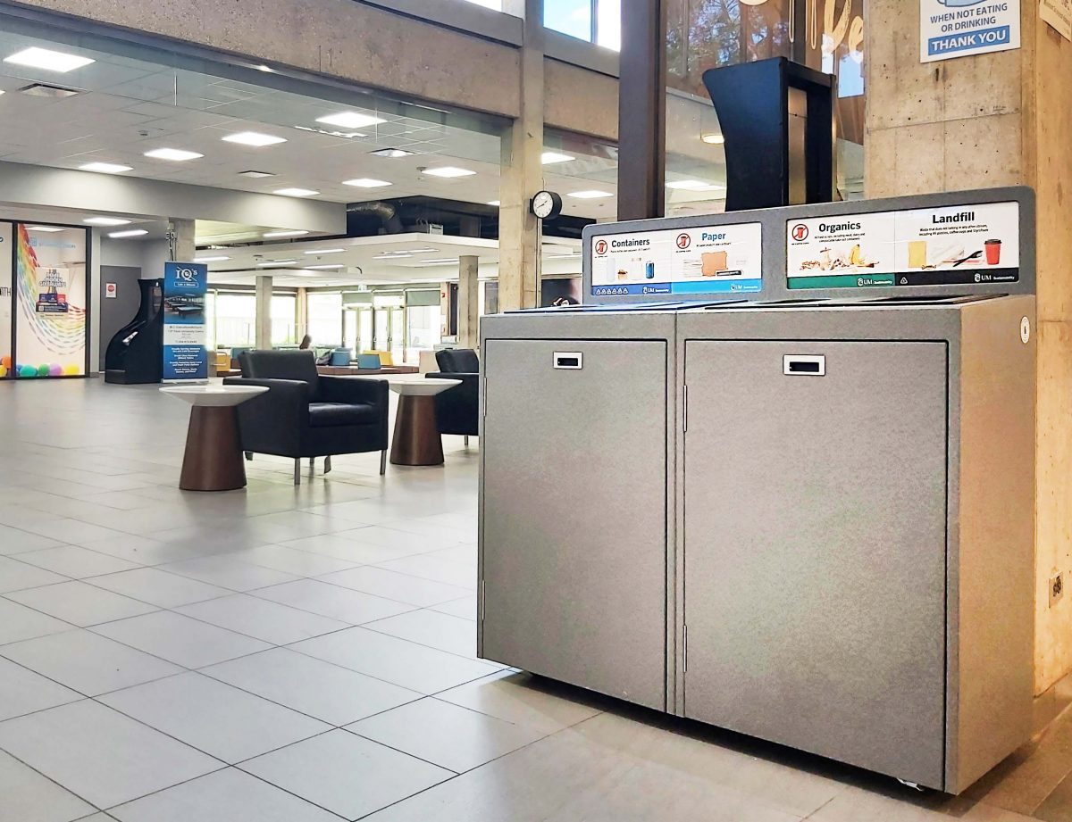 Waste collection bin in University Centre