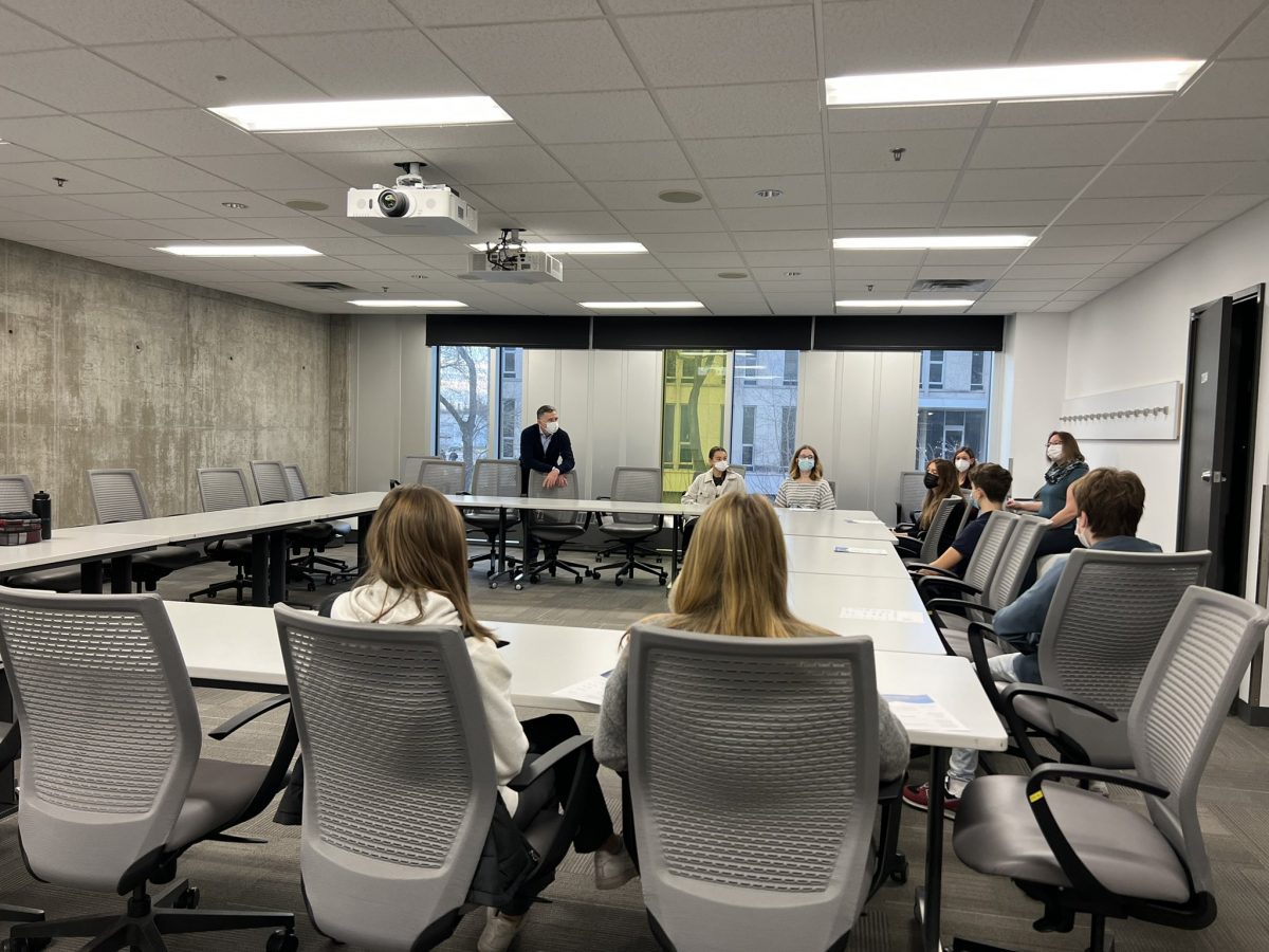 Douglas Brown, FKRM's dean speaks to students at Take Your Kid to Work Day