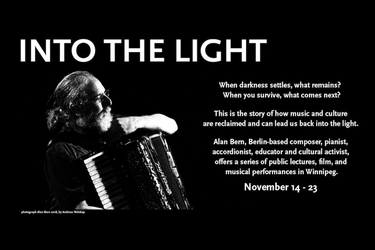 Promotional graphic for Into the Light with image of Alan Bern