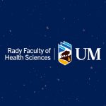 rady faculty logo with blue snowfall background