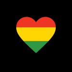Black History Month graphic showing a heart with red, yellow and green, against black background.