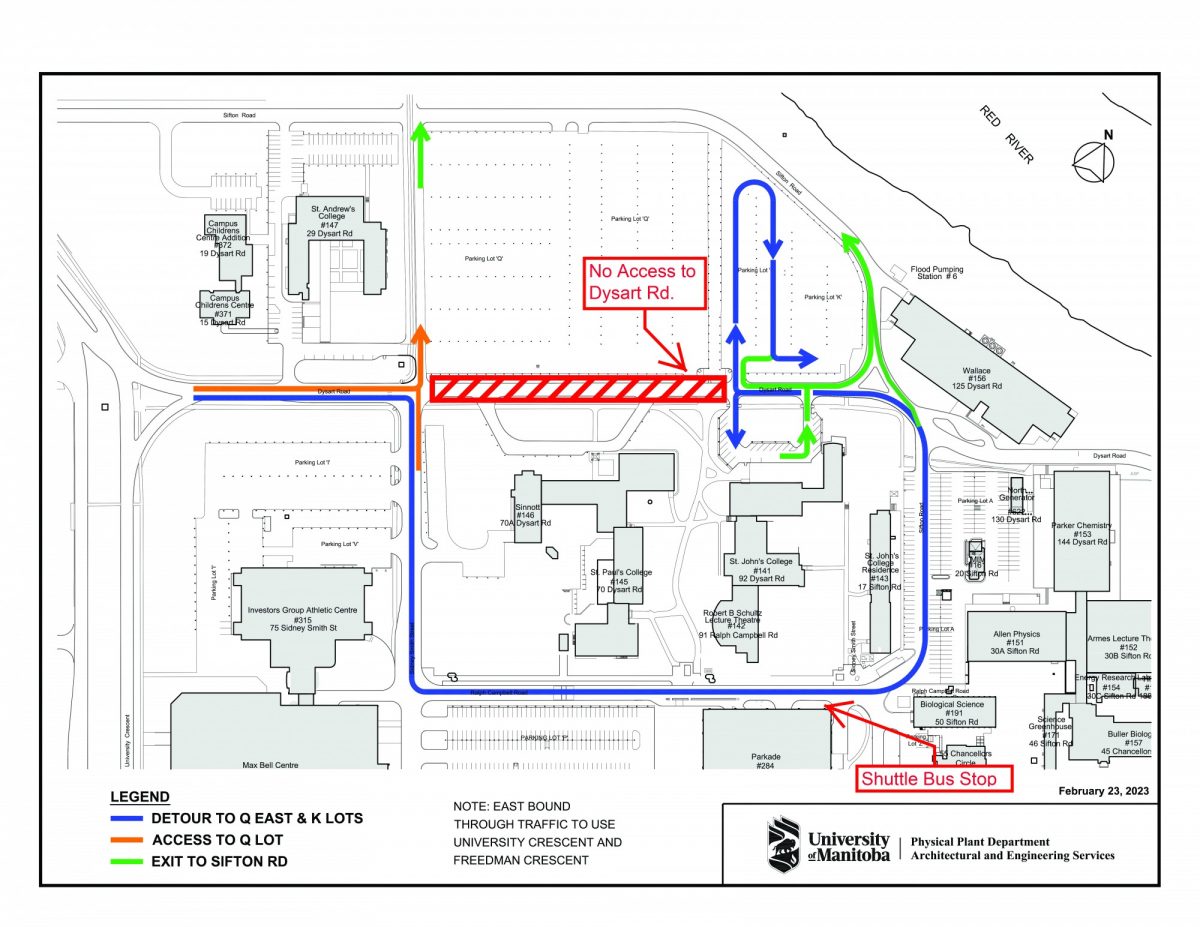 Map of Feb. 2023 Dysart Rd. closure