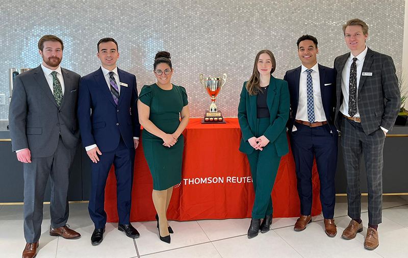 Business Law Group executive (left to right): Ben Manness (3L) – Vice President, Matt London (2L) – Treasurer, Diana Gutierrez (2L) – Secretary, Rebecca Penner (2L) – Event Planning & Logistics Director, Chris Dick (3L) – President, and Devan Vercaigne (2L) – Communications & Marketing Director.