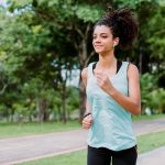 A teenager is jogging.