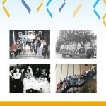 Streamers at the top with a collage of four reunion photos below.