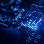 Blue digital graphs showing data with a black background.