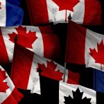 A series of versions of Canadian Flags illustrating the cover of the Manitoba Law Journal Volume 46 Issue 1, designed by Lily Deardorff.