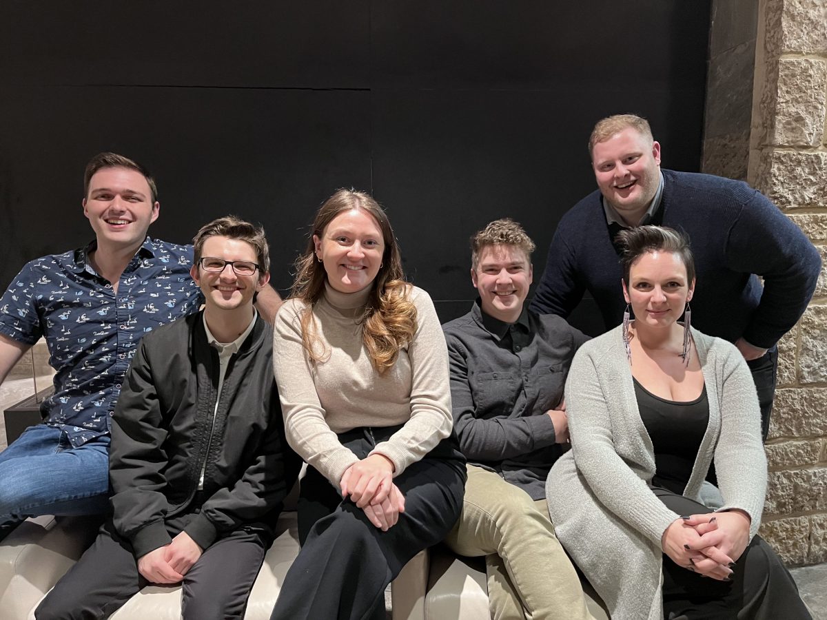 2023 Solomon Greenberg participants left to right: Thomas Mooney, Noah Scatliff, Genevieve Smith, Tyson Priebe, Melinda Moch, Dominique Gibson (standing behind Melinda).