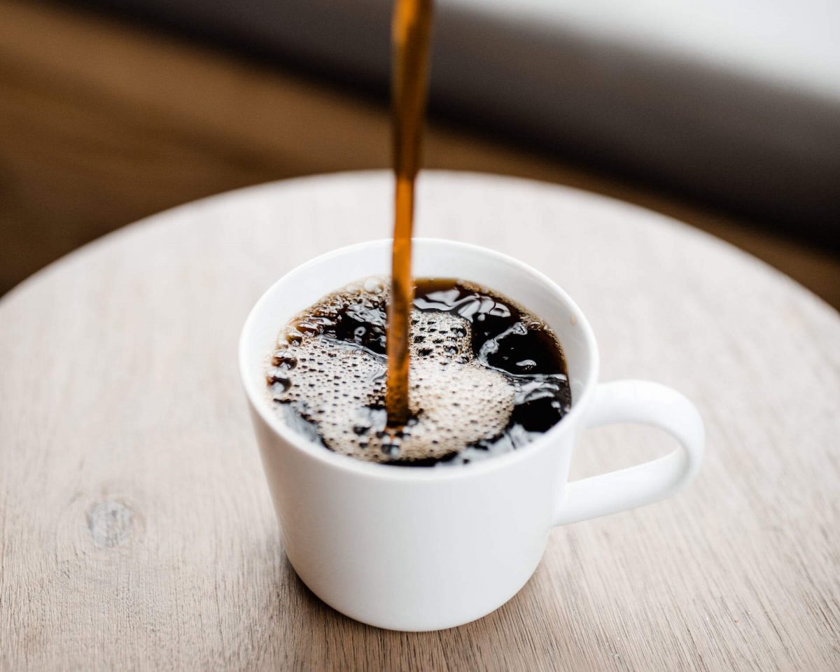 Coffee poured into cup