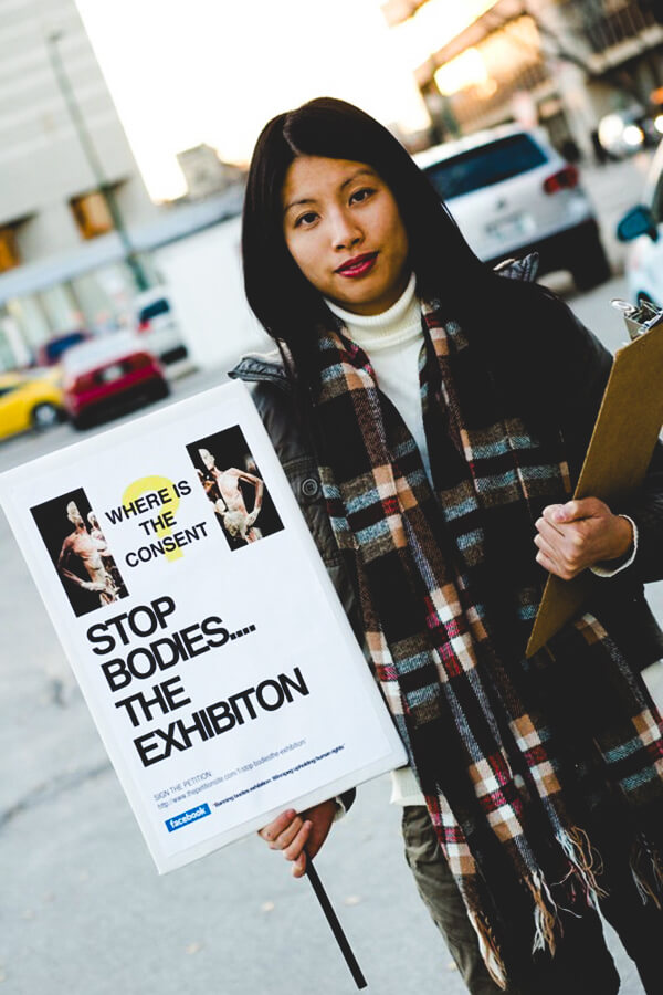 Judith Cheung, as a UM student in 2010, protested <em>Bodies...The Exhibition</em>, which featured cadavers from China. She was concerned about a lack of consent from family members to use the bodies in that way // Photo by Cindy Titus for <em>the Uniter</em>