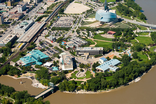 Aerial view of The Forks