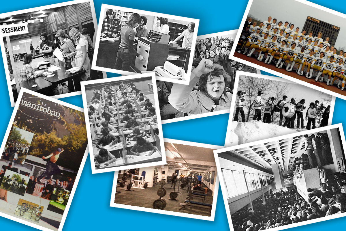 A collage of vintage UM images in both black and white and colour.