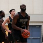 Jonas Kazadi prepares to take a shot for the Bisons