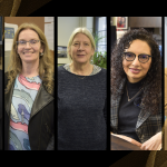 5 women from diverse backgrounds all looking into the camera and smiling.
