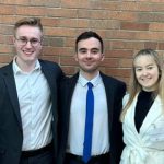 Photo of three law students left to right Justin Papoff, Matthew London, Megan Simpson