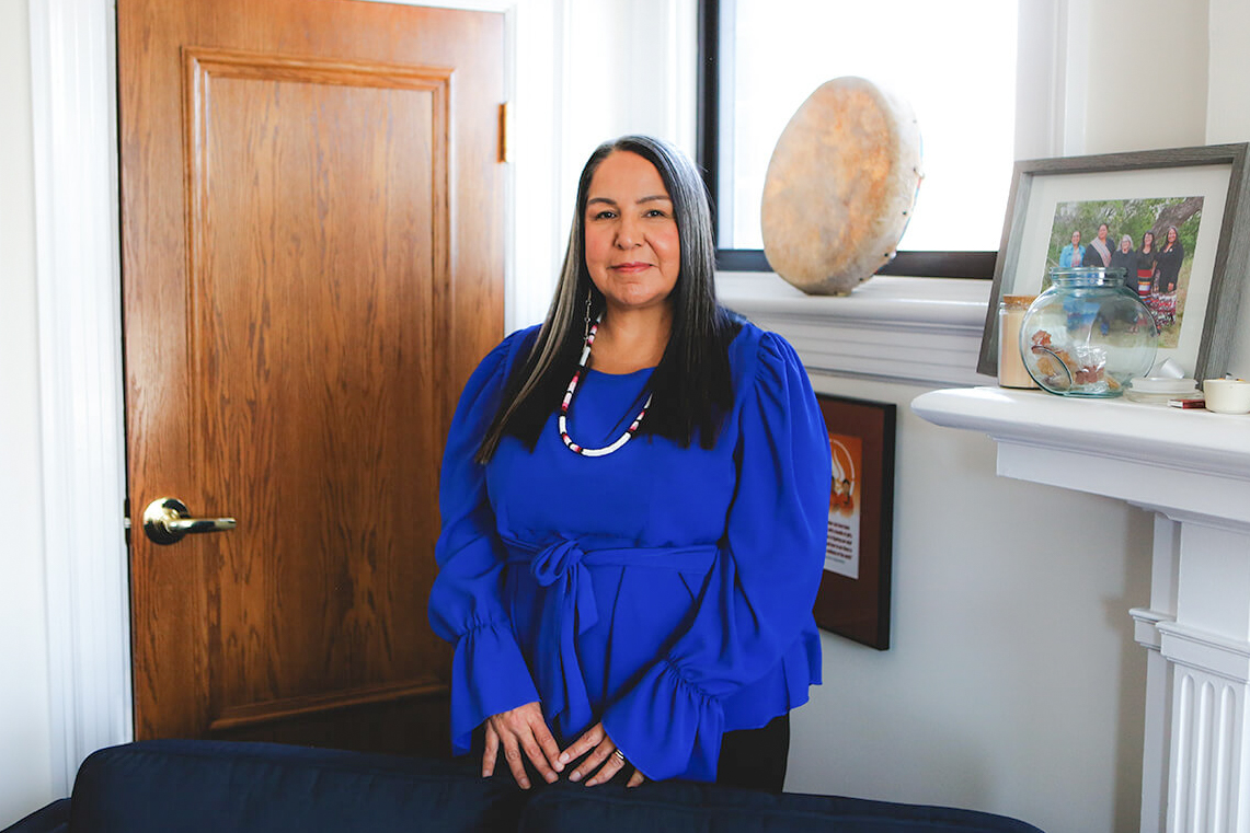 Stephanie Scott, executive director of the NCTR, in their current location at Chancellor’s Hall on UM’s Fort Garry campus—a temporary space they’ve since outgrown // Photo by Rachael King