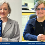 Silvia Cardona on the left holding her award and Sabine Kuss on the right.