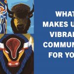 Graphic of bison head with the text 'What makes UM a vibrant community for you?'