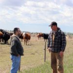 Dr. Argenis Rodas-Gonzales and Manitoba beef producer Trevor Atchison during the 2015-16 Beef Researcher Mentorship Program.
