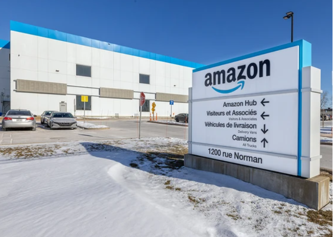 An Amazon warehouse in Montreal's Lachine borough, on Wednesday January 22, 2025. Photo by John Mahoney/Postmedia