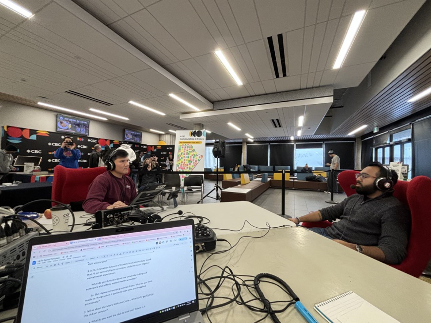 CBC's Faith Fundal is interviewing UM student Vaibhav Varma about mental health among men.