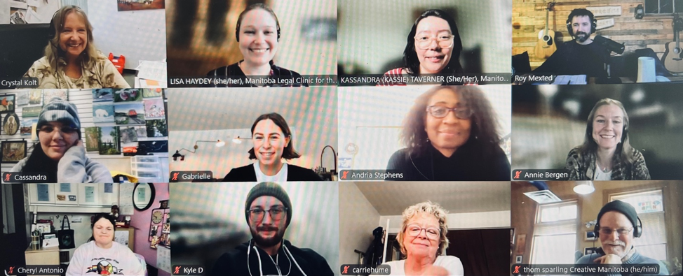 Law Students from the Faculty of Law’ s Manitoba Legal Clinic for the Arts connect with imagiNorthern Community Champions