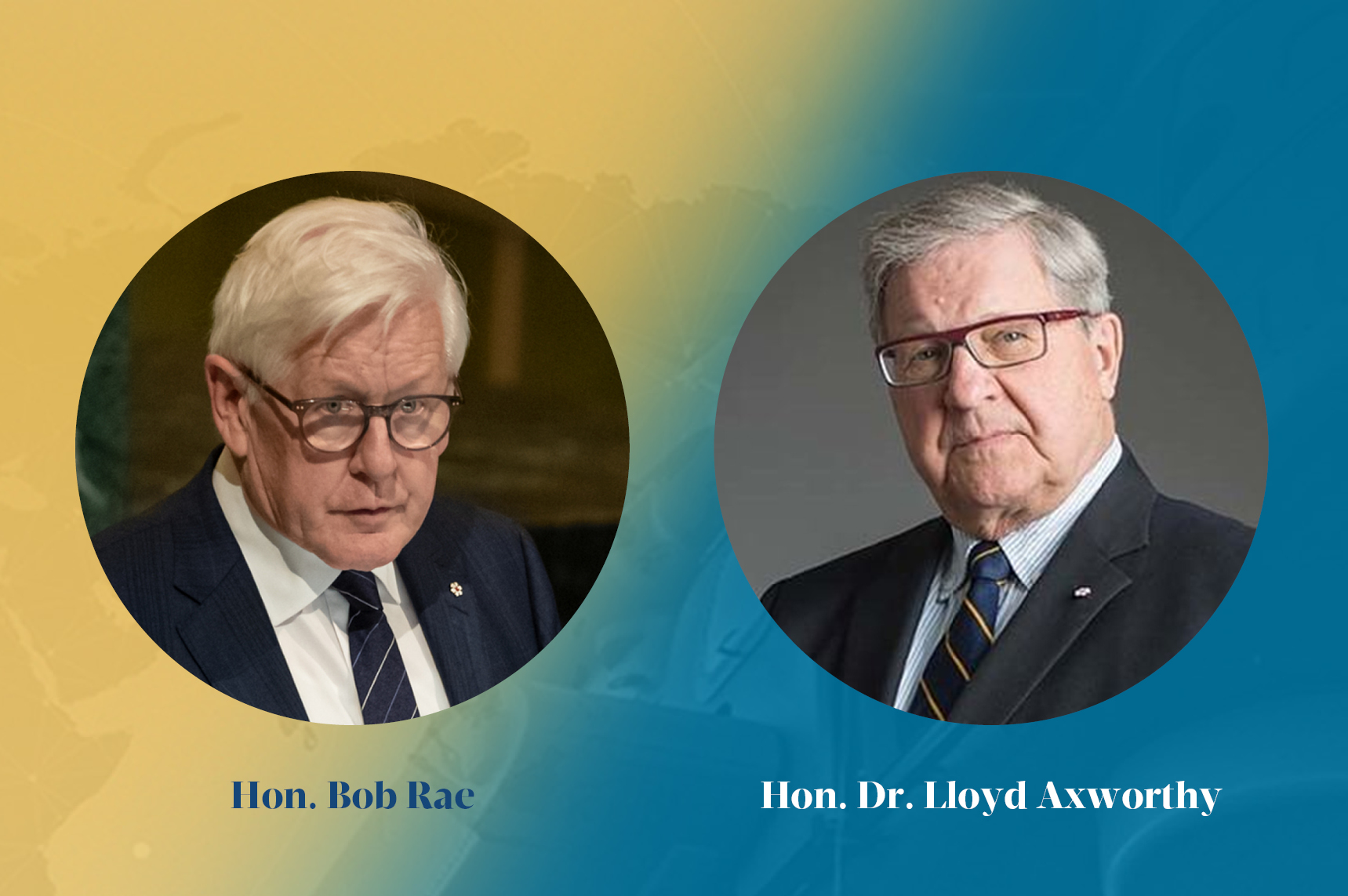 Headshots of Bob Rae and Lloyd Axworthy side by side.