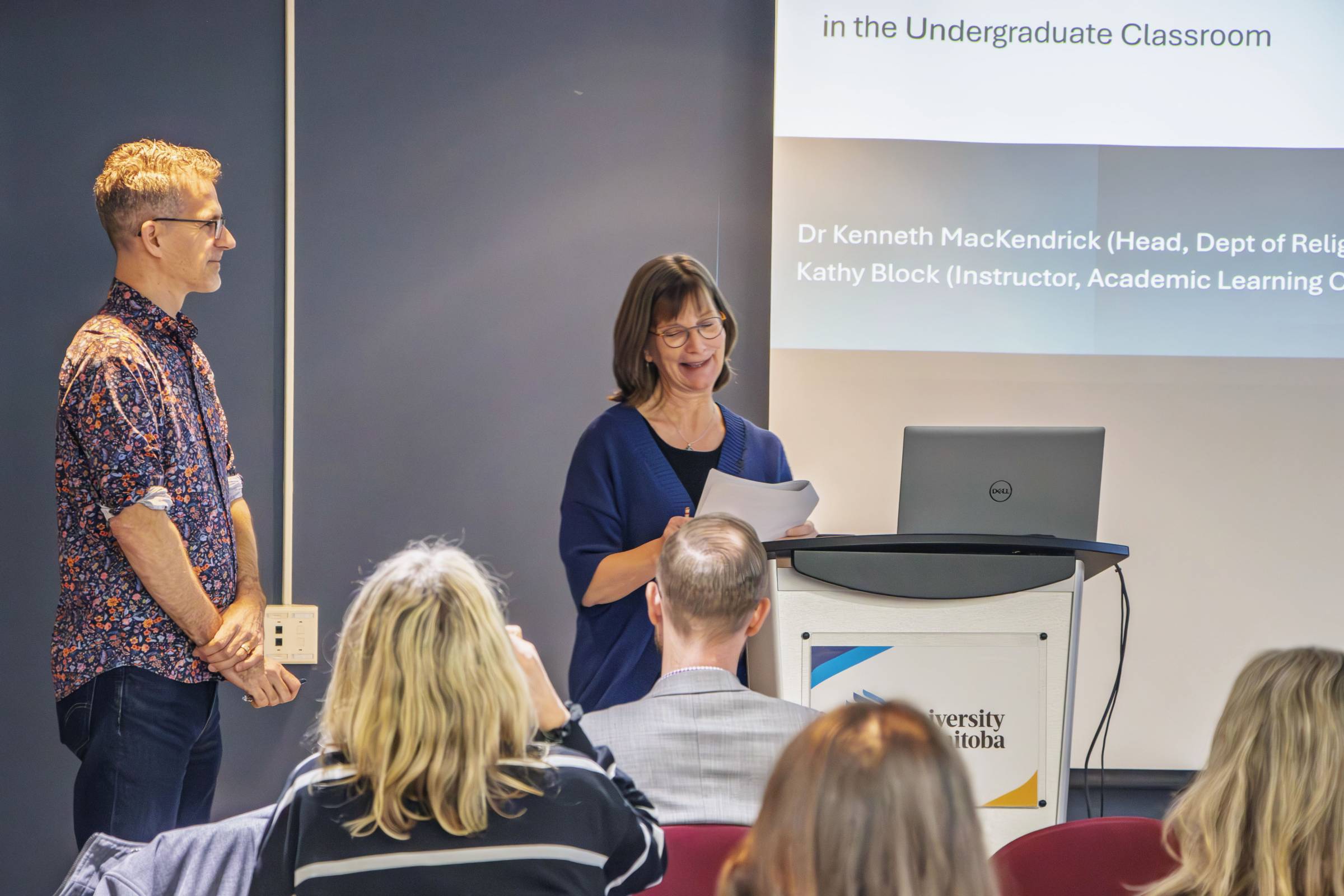 Kathy Black presenting at the Teaching and Learning Research Colloquium 2024.