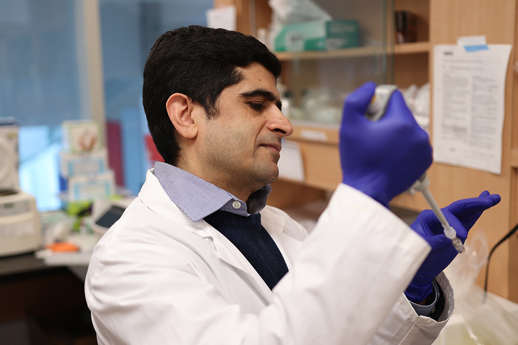 Tanveer Sharif working in a lab.