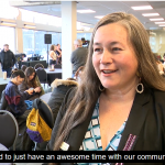 Director of Cultural Integration, Vanessa Lillie giving an interview to APTN News.