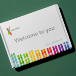 23andMe test kit box.