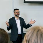 Dr. Rusty Souleymanov lecturing in front of students