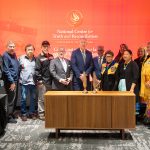 Survivors and NCTR staff present gift to Canada Life and Power Corporation of Canada.