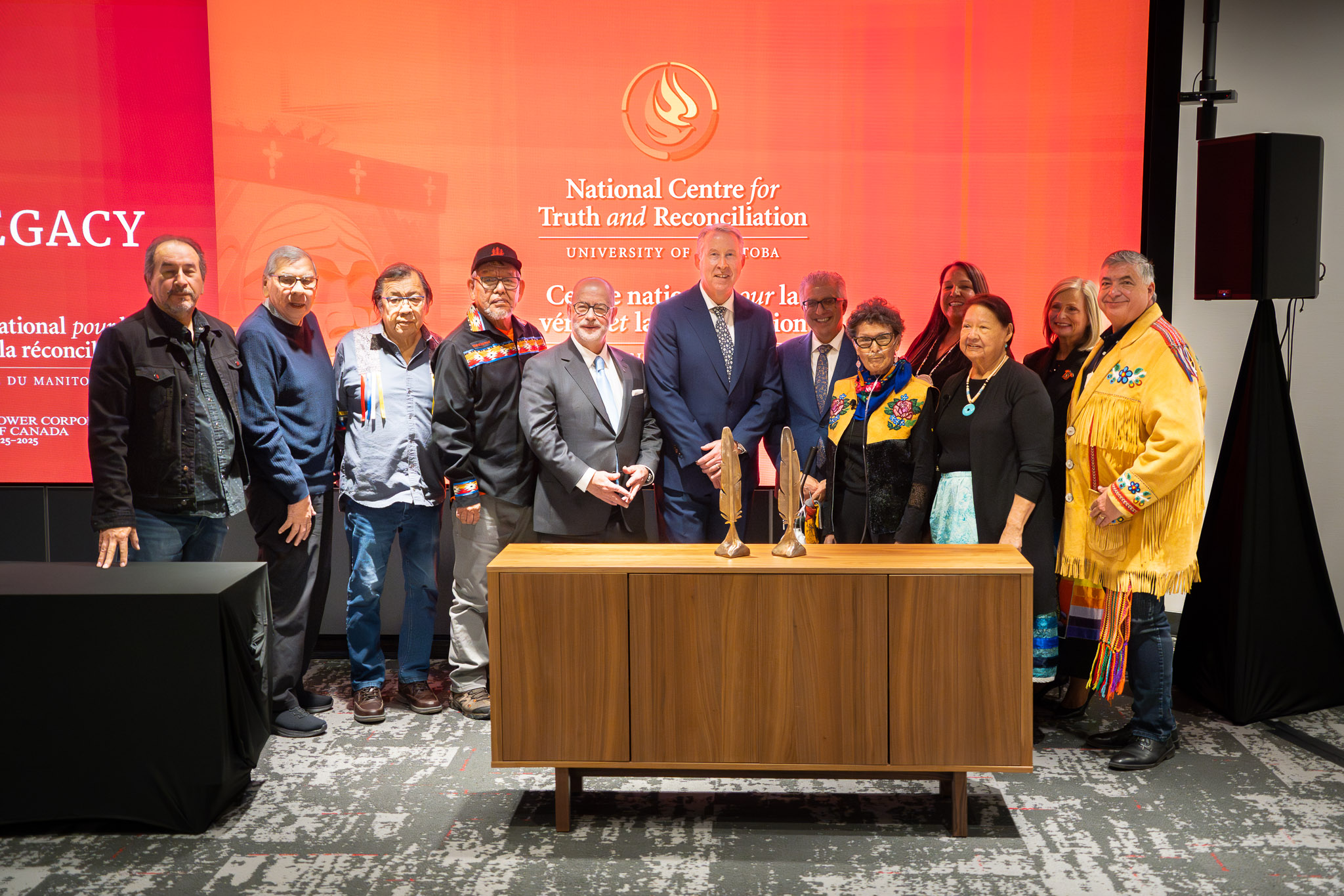 Survivors and NCTR staff present gift to Canada Life and Power Corporation of Canada.