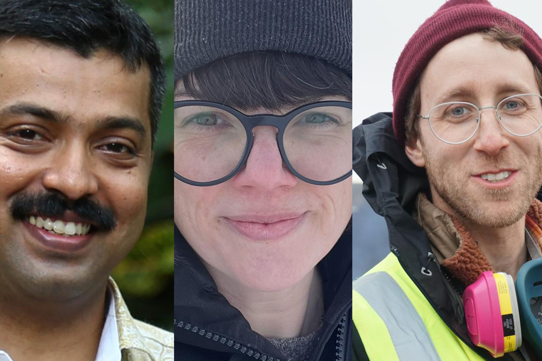 The three recipients of the 2024 Riddell Faculty Teaching Awards. Dr. Johny Stephen (left), Dr. Nicole Wilson (middle), and Dr. Brock Edwards (right).