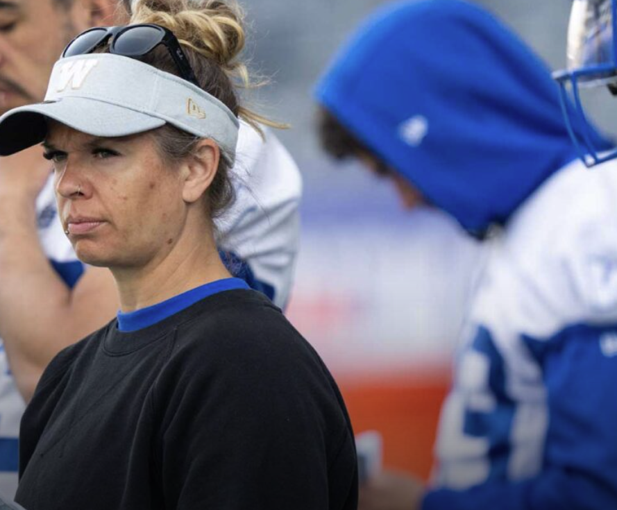 Hallie Eggie, assistant coach for the Manitoba Bisons football team Photo credit: Cameron Bartlett/BlueBombers.com