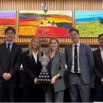 Pictured from left to right: Michael Badejo (Fillmore Riley), William Ho (1L), Meagan Gillis (1L), Linnea Kosokowsky (1L), Eric Wagner (1L), Nick Noonan (Fillmore Riley), and Professor Darcy MacPherson.