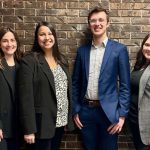 Team Manitoba (left to right): Sydney Reimer (2L), Tahnee Hoff (2L), Ethan Kemp-Wasylyk (2L), Nicolle Golletz (3L). Not pictured, Researcher Eric Moon (3L).