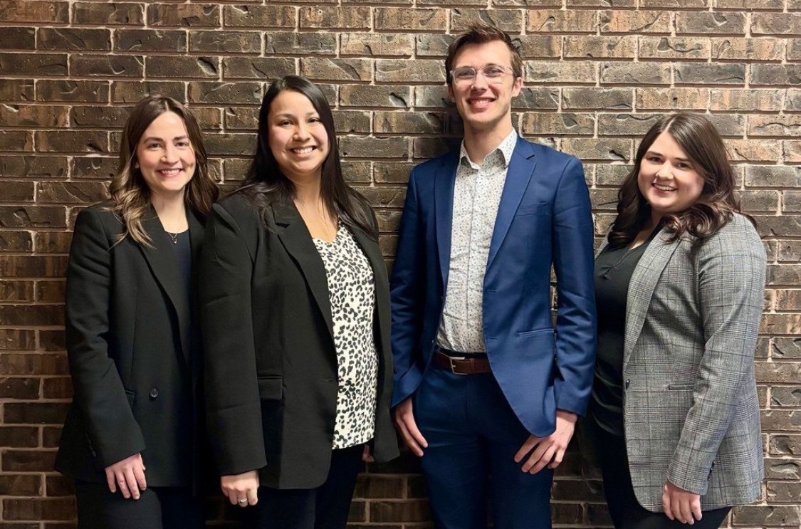 Team Manitoba (left to right): Sydney Reimer (2L), Tahnee Hoff (2L), Ethan Kemp-Wasylyk (2L), Nicolle Golletz (3L). Not pictured, Researcher Eric Moon (3L).
