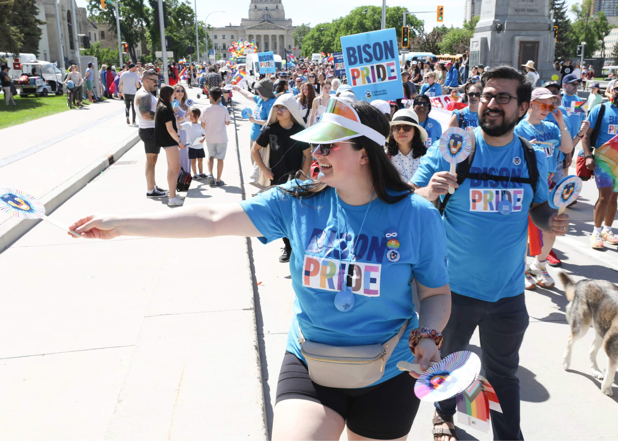 UM community members walk in the 2024 Pride Winnipeg Parade.